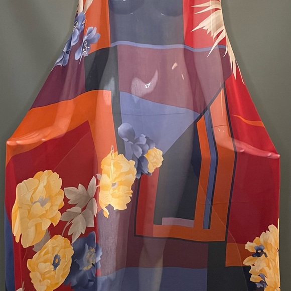 Huge Leonard Silk Chiffon Scarf 50 Inches Sq Excellent Condition Sarong Cruise - Picture 3 of 8